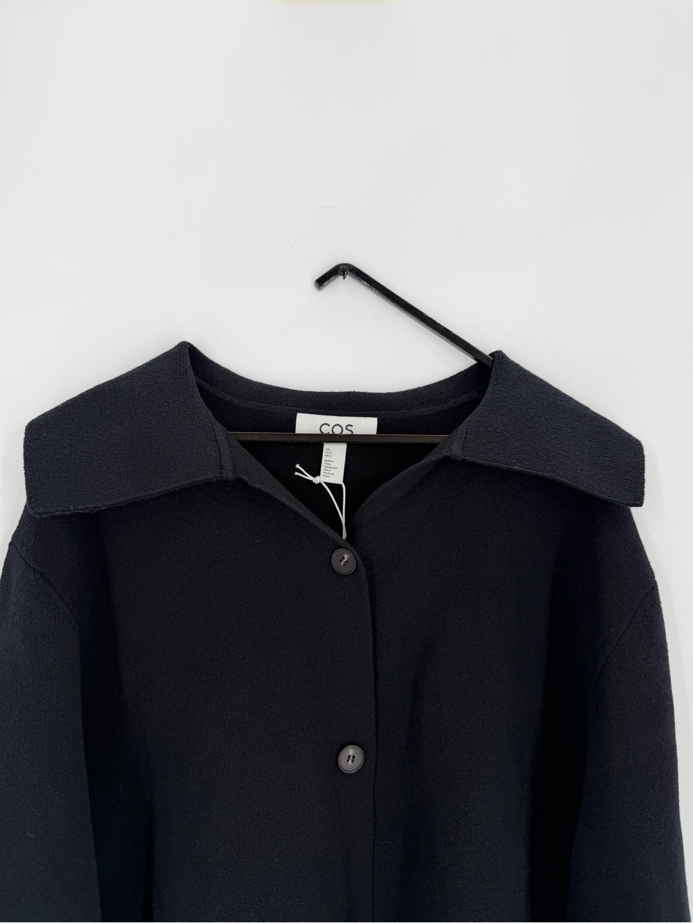Cos Collared Knitted Jacket In Black